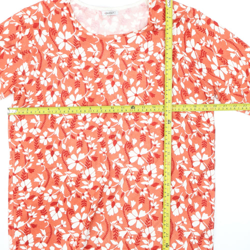 Damart Women Orange Floral 3/4 Sleeve Pullover Jumper Size L
