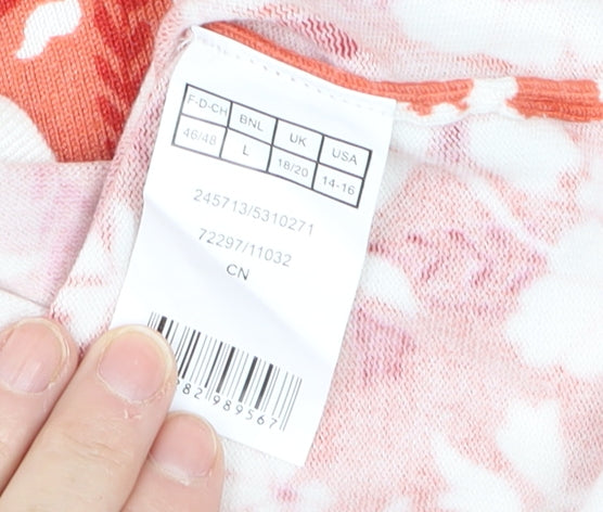 Damart Women Orange Floral 3/4 Sleeve Pullover Jumper Size L