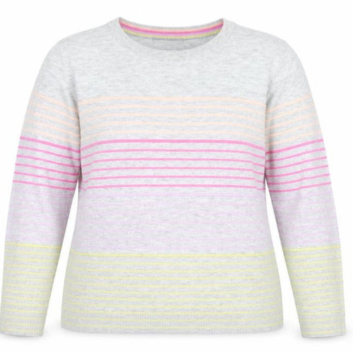 Oliver Bonas Women Grey Multicoloured Striped Crew Neck Jumper Size 16