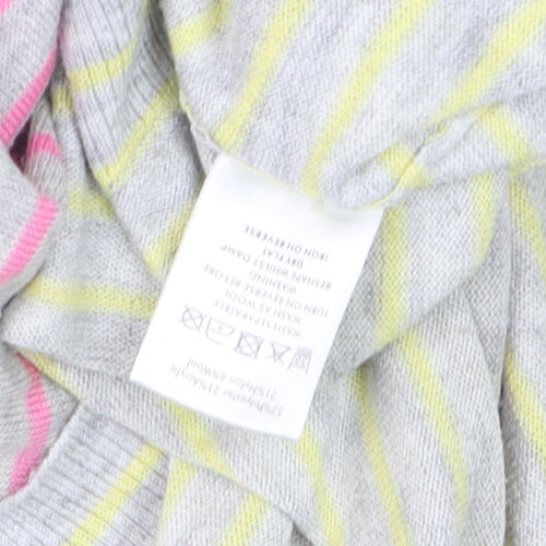 Oliver Bonas Women Grey Multicoloured Striped Crew Neck Jumper Size 16