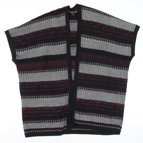 Candy Couture Girls Black and Red Striped Open Knit Cardigan 14 Years