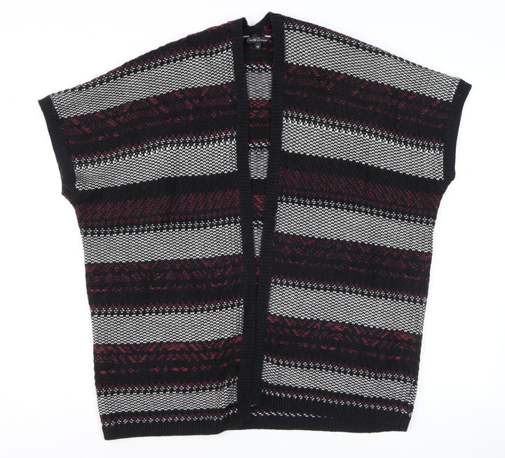 Candy Couture Girls Black and Red Striped Open Knit Cardigan 14 Years