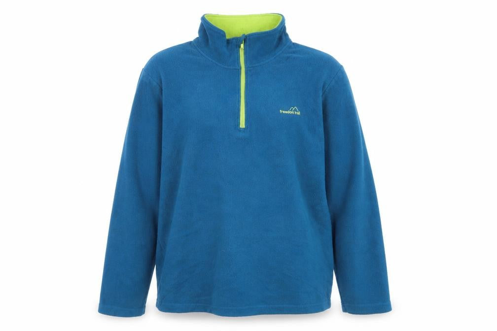 Front view of Freedom Trail Men's Blue Fleece 1/4 Zip Pullover Sweatshirt L