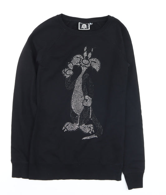 Looney Tunes Women's Black Cotton Rhinestone Sylvester Jumper Size 6