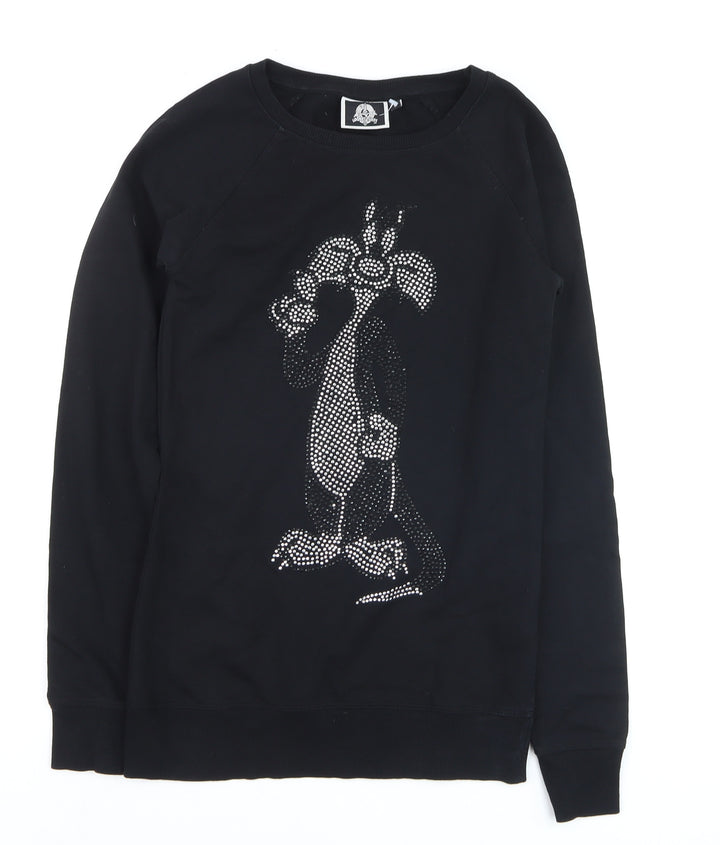 Looney Tunes Women's Black Cotton Rhinestone Sylvester Jumper Size 6