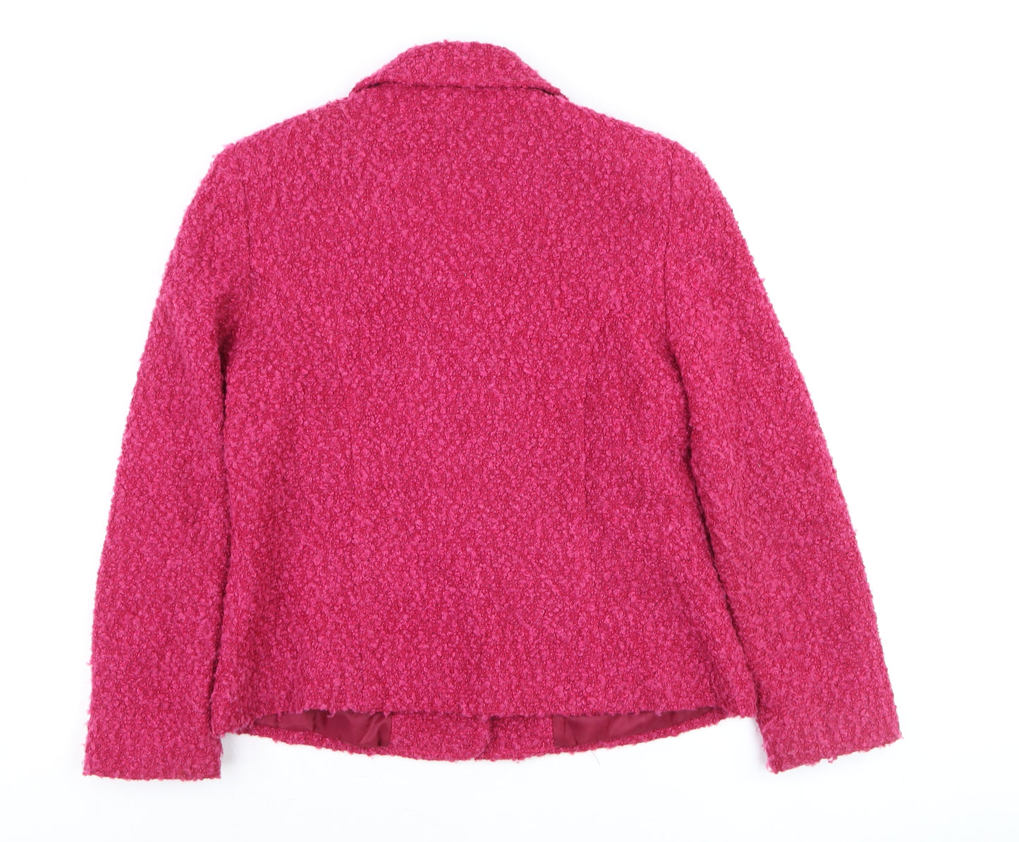 EWM Women's Pink Bouclé Wool Blend Button Jacket Size 12