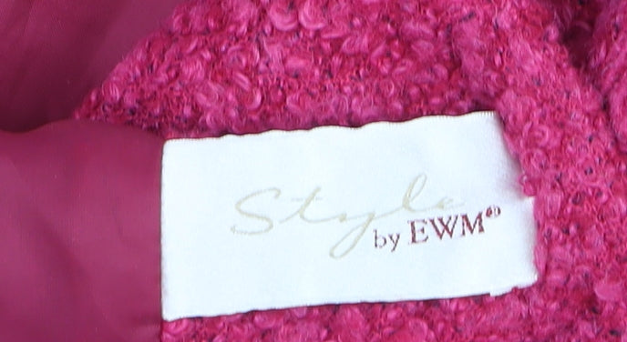 EWM Women's Pink Bouclé Wool Blend Button Jacket Size 12