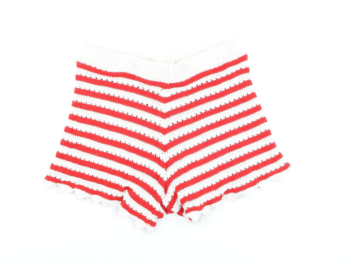 ASOS DESIGN Women Red White Striped Knit Shorts Size S
