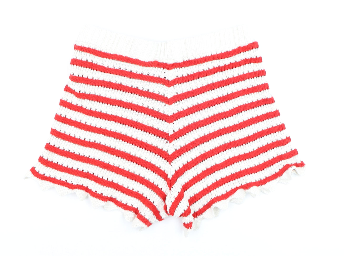 ASOS DESIGN Women Red White Striped Knit Shorts Size S