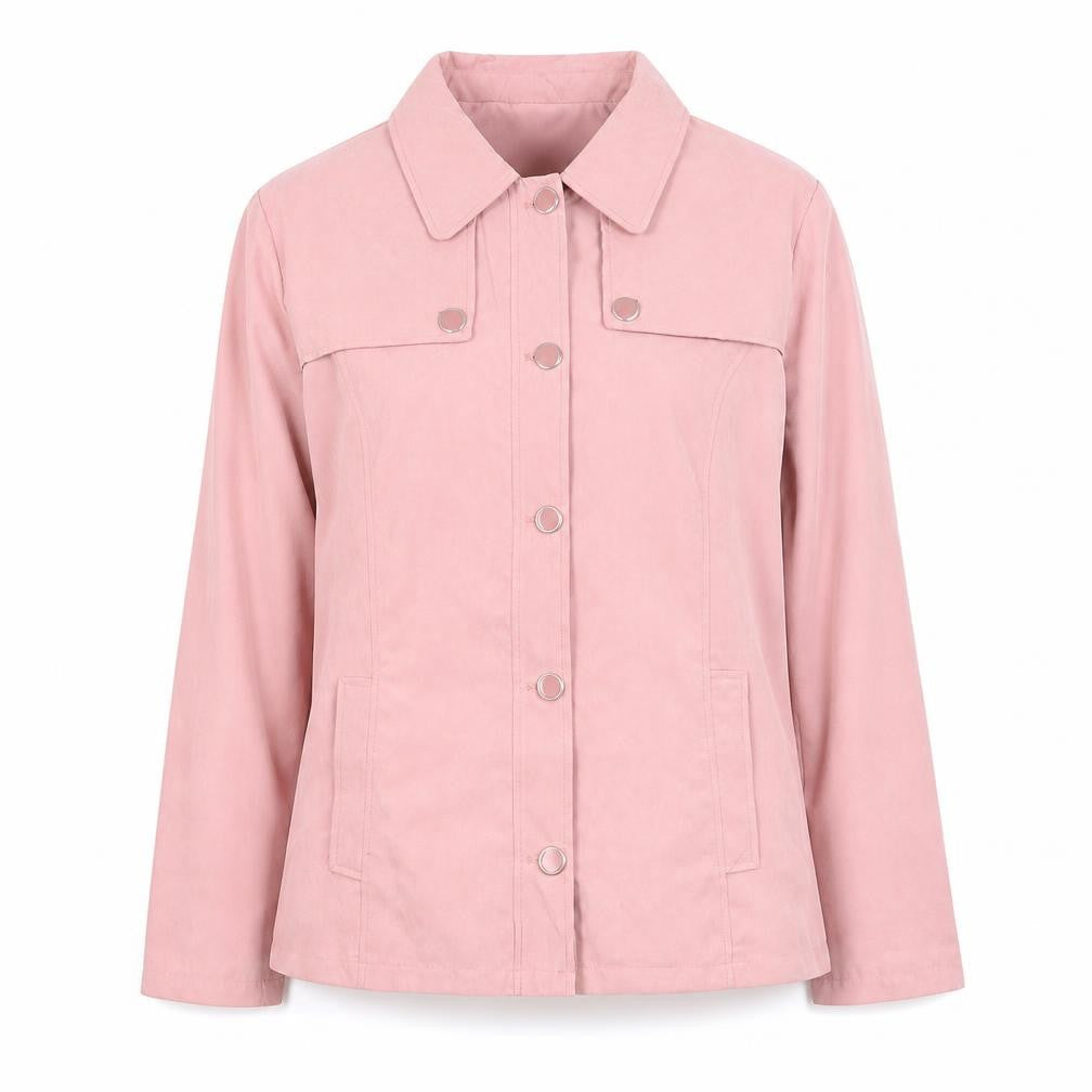 Front view of Slimma Women Pink, size 14, Mid-Length Button Jacket