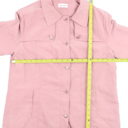 Slimma Women Pink Size 14 Mid-Length Button Jacket
