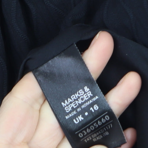Marks and Spencer Women Black Size 16 Sheath Knee Length Dress