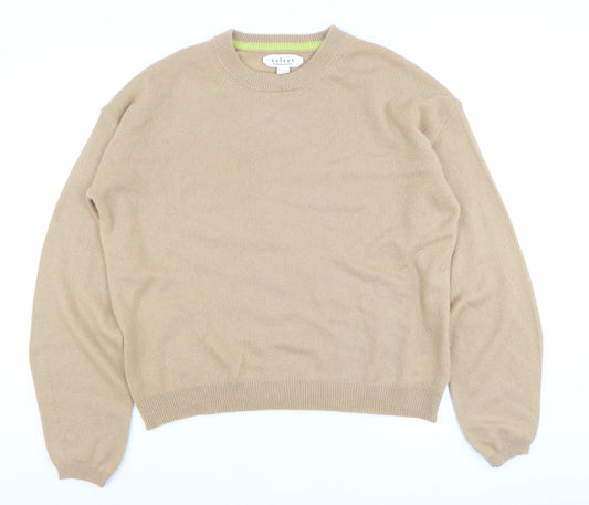 Velvet by Graham & Spencer Men's Beige Wool Cashmere Crew Neck Jumper L