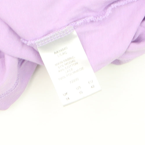 Cotton Traders Womens Purple Lace Short Sleeve T-Shirt Size 14