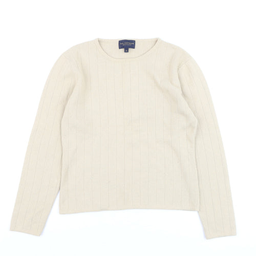 Paul Costelloe Women Beige Wool Blend Crew Neck Jumper Size S