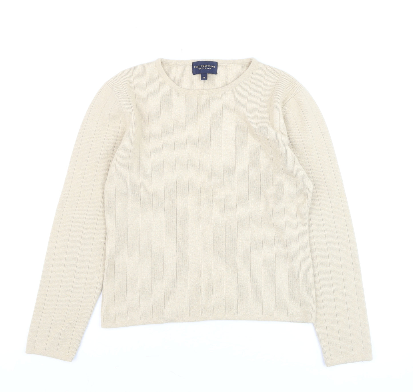 Paul Costelloe Women Beige Wool Blend Crew Neck Jumper Size S