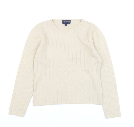 Paul Costelloe Women Beige Wool Blend Crew Neck Jumper Size S