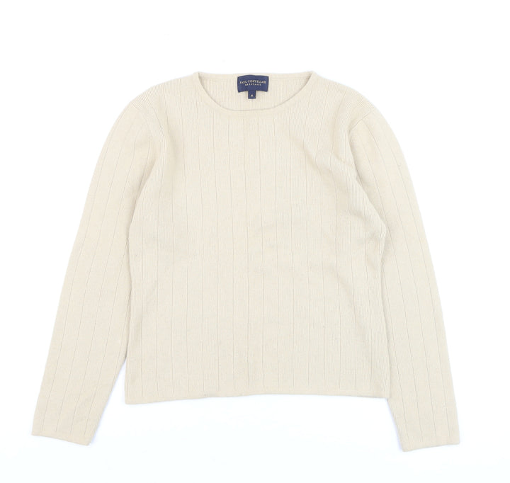 Paul Costelloe Women Beige Wool Blend Crew Neck Jumper Size S