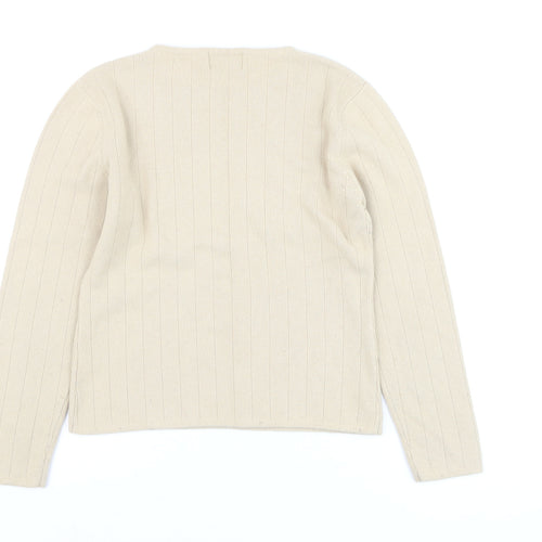 Paul Costelloe Women Beige Wool Blend Crew Neck Jumper Size S
