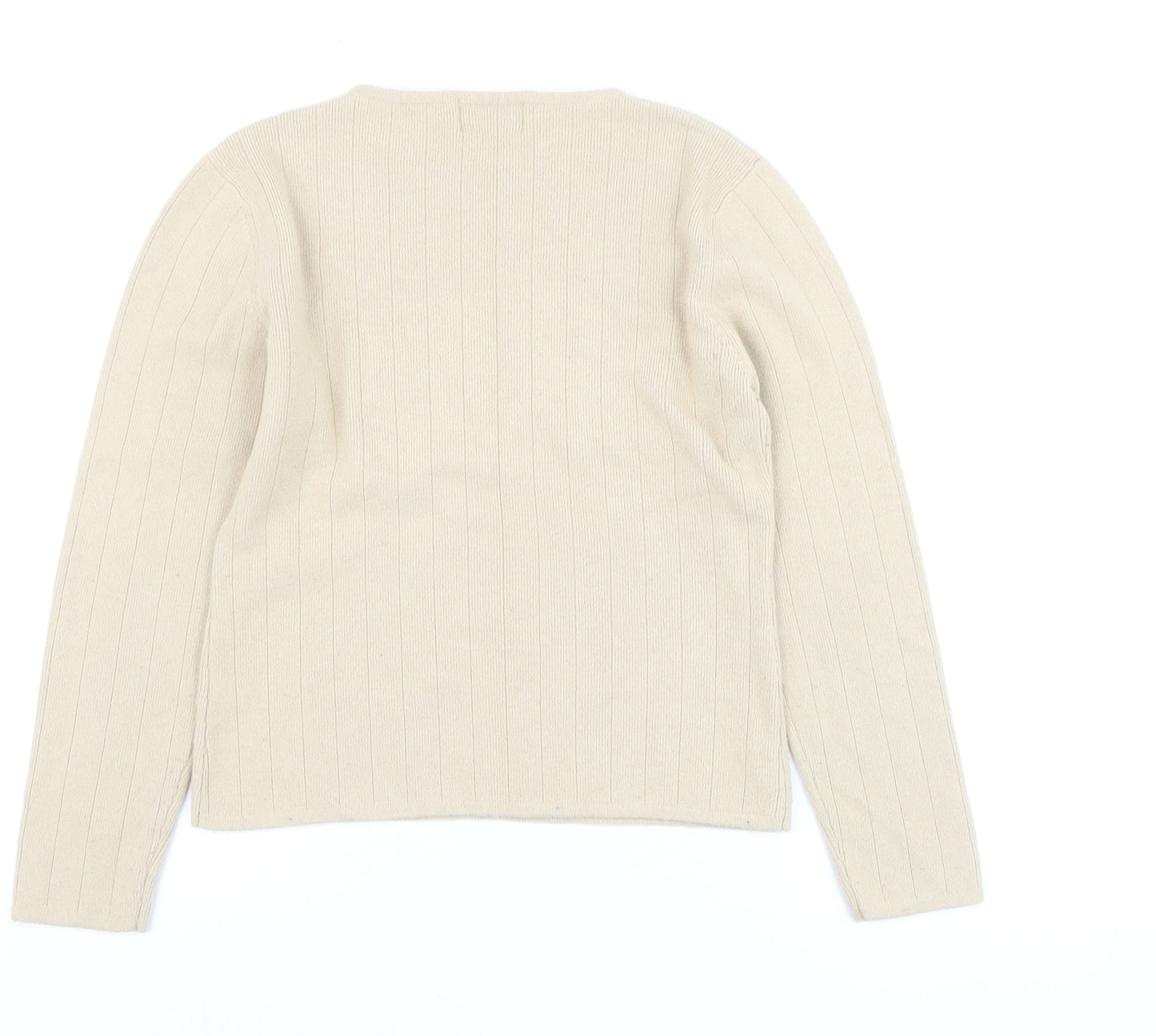 Paul Costelloe Women Beige Wool Blend Crew Neck Jumper Size S