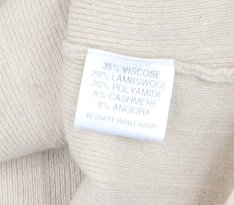 Paul Costelloe Women Beige Wool Blend Crew Neck Jumper Size S