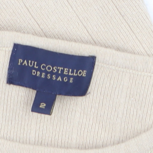 Paul Costelloe Women Beige Wool Blend Crew Neck Jumper Size S