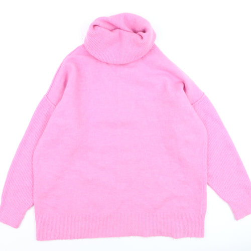 Hush Womens Pink Roll Neck Wool Blend Jumper XS