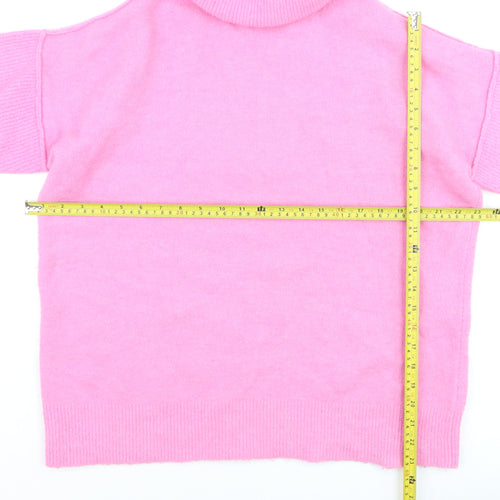 Hush Womens Pink Roll Neck Wool Blend Jumper XS