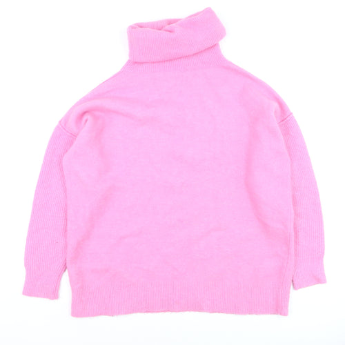 Hush Womens Pink Roll Neck Wool Blend Jumper XS