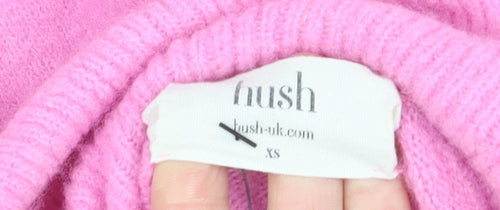 Hush Womens Pink Roll Neck Wool Blend Jumper XS