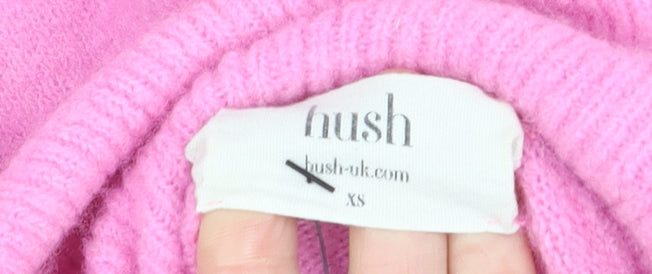 Hush Womens Pink Roll Neck Wool Blend Jumper XS