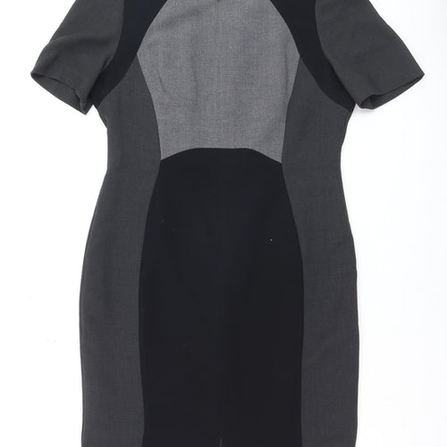 Marks and Spencer Women Grey Colourblock Sheath Dress Size 14 Workwear