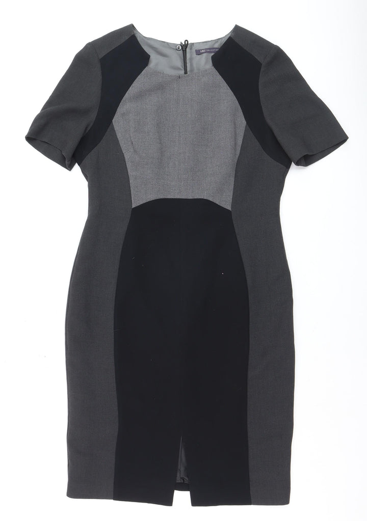 Marks and Spencer Women Grey Colourblock Sheath Dress Size 14 Workwear