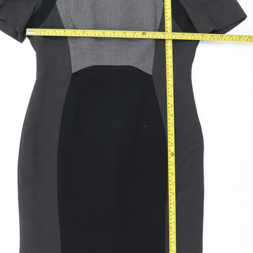 Marks and Spencer Women Grey Colourblock Sheath Dress Size 14 Workwear