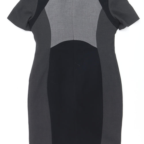 Marks and Spencer Women Grey Colourblock Sheath Dress Size 14 Workwear
