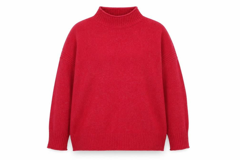 Nobody’s Child Women Red Mock Neck Relaxed Knit Pullover Jumper Size M