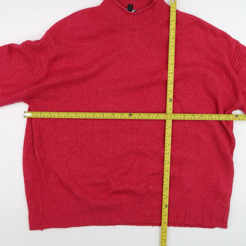 Nobody’s Child Women Red Mock Neck Relaxed Knit Pullover Jumper Size M
