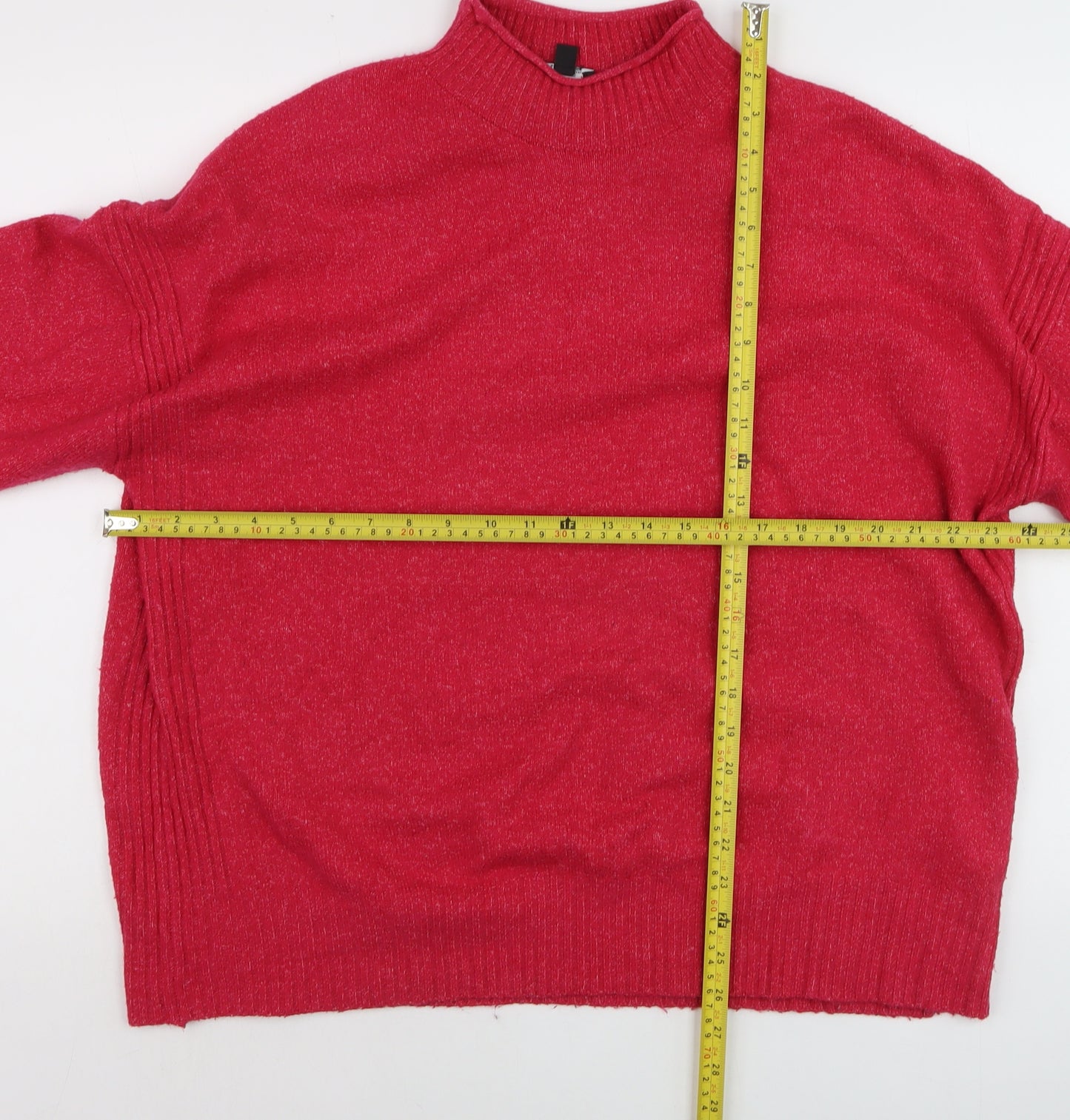 Nobody’s Child Women Red Mock Neck Relaxed Knit Pullover Jumper Size M