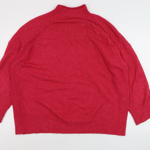 Nobody’s Child Women Red Mock Neck Relaxed Knit Pullover Jumper Size M