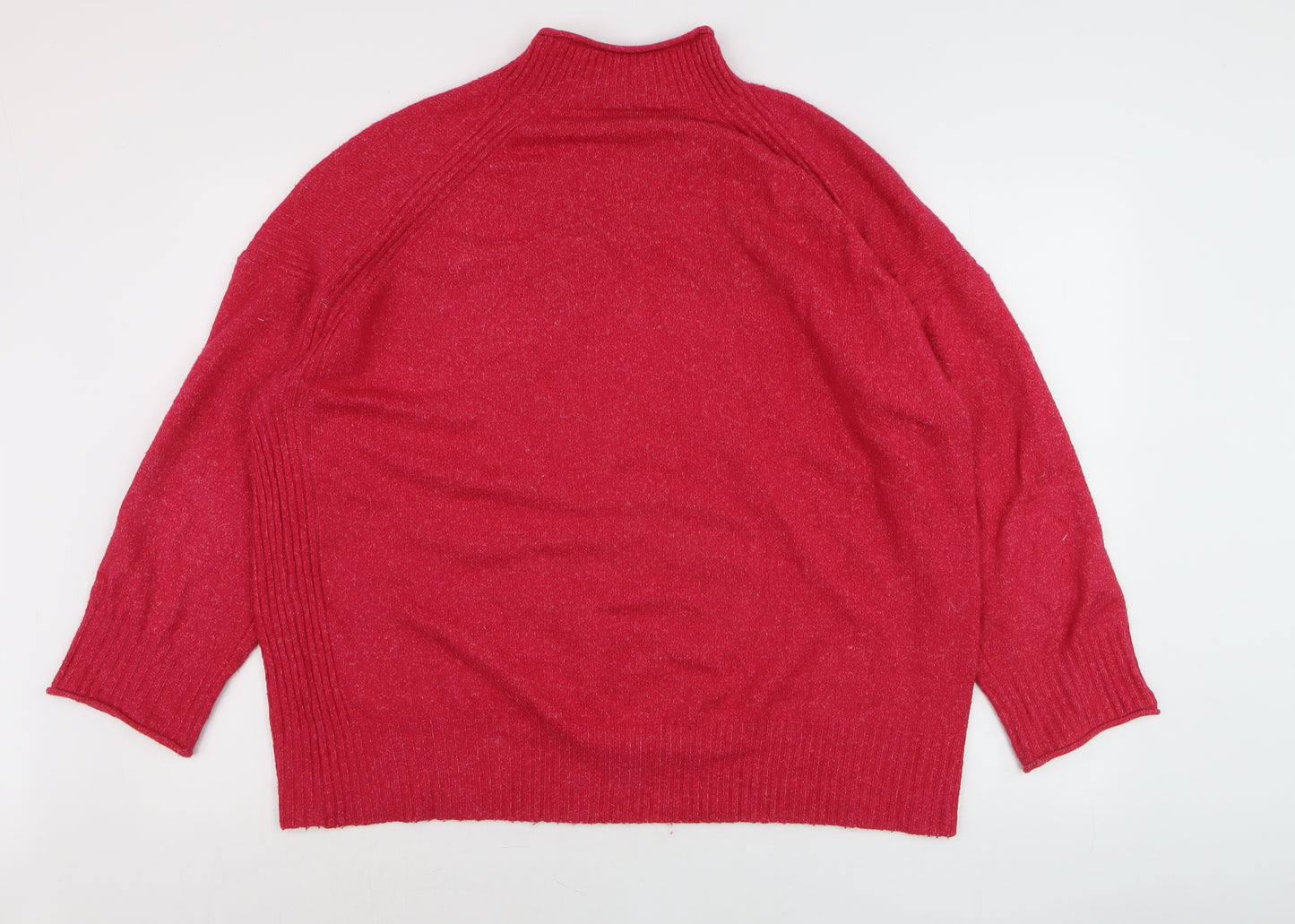Nobody’s Child Women Red Mock Neck Relaxed Knit Pullover Jumper Size M
