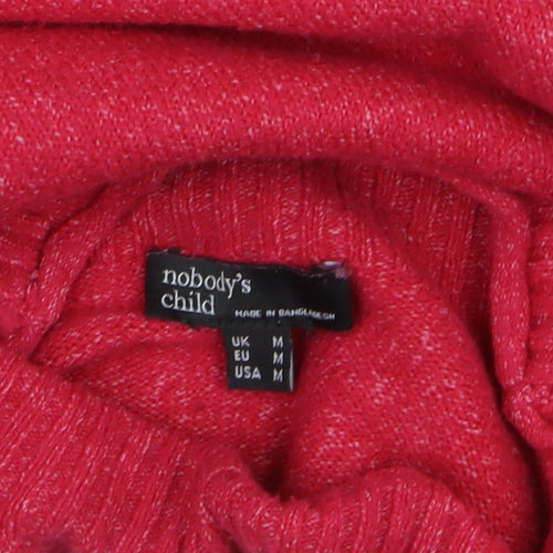 Nobody’s Child Women Red Mock Neck Relaxed Knit Pullover Jumper Size M