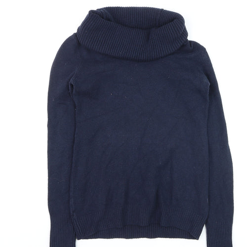 Gap Women's Blue Cowl Neck Knit Jumper XS Long Sleeve