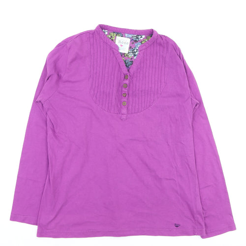 Country Rose Womens Purple Cotton Long Sleeve Tunic Blouse M