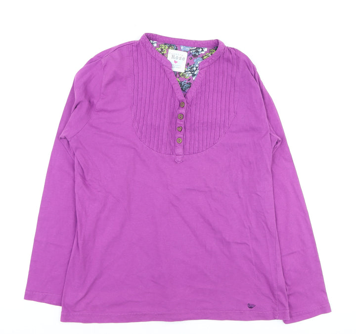 Country Rose Womens Purple Cotton Long Sleeve Tunic Blouse M
