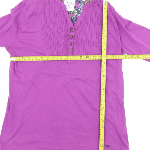 Country Rose Womens Purple Cotton Long Sleeve Tunic Blouse M