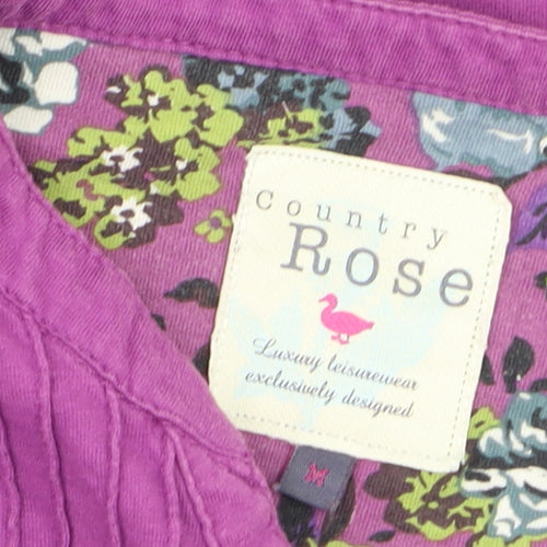 Country Rose Womens Purple Cotton Long Sleeve Tunic Blouse M