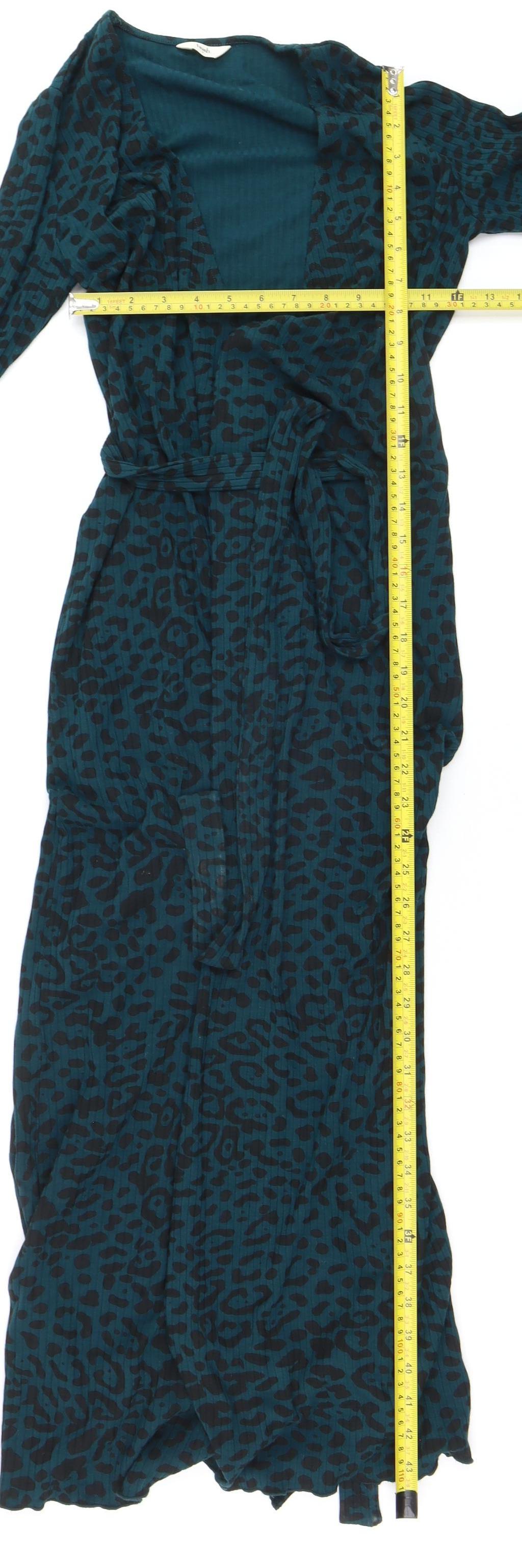 Hush Women Blue Leopard Wrap Dress Size 4 Long Sleeve
