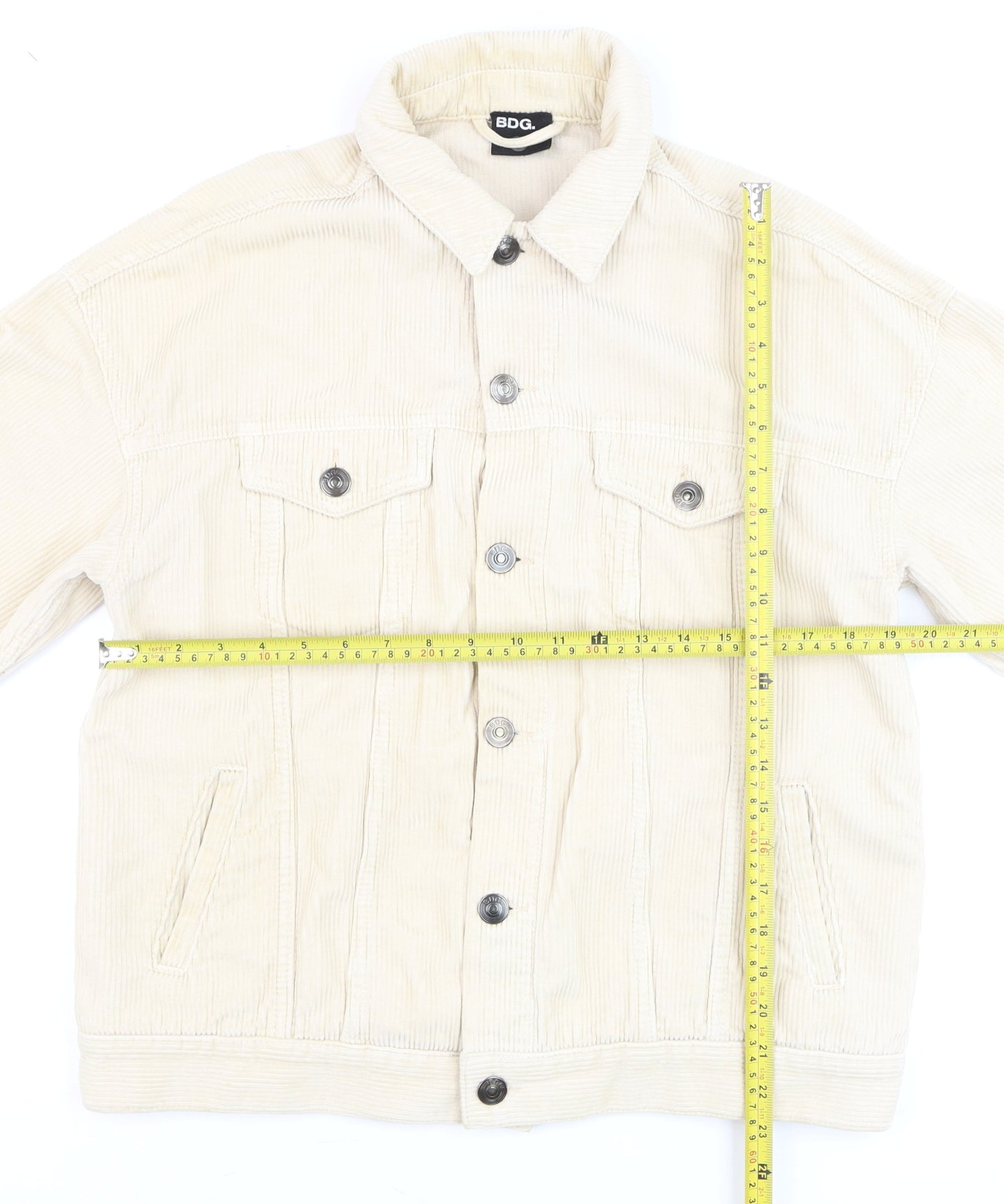 BDG Men's Beige Corduroy Button Jacket Small Regular Fit
