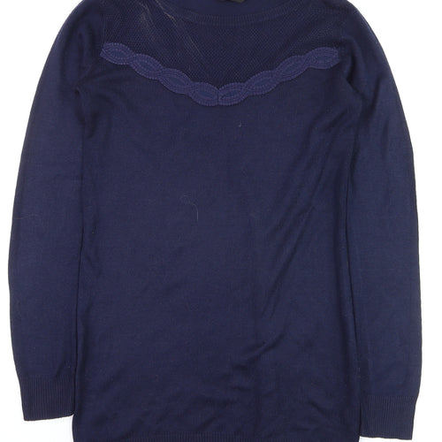 Dorothy Perkins Womens Navy Blue Size 6 Jumper Long Sleeve Crew Neck Knit