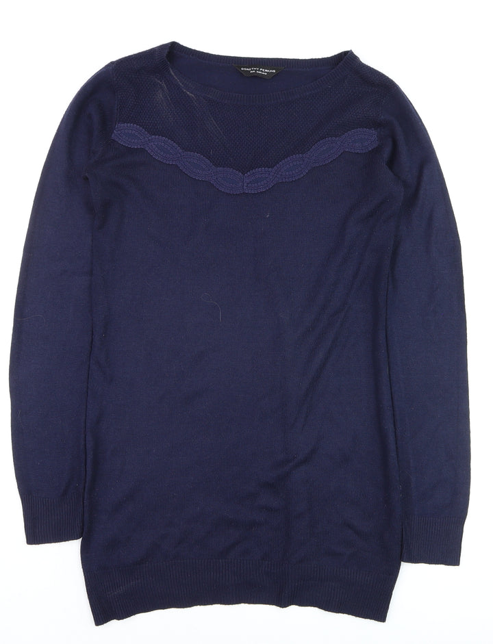 Dorothy Perkins Womens Navy Blue Size 6 Jumper Long Sleeve Crew Neck Knit